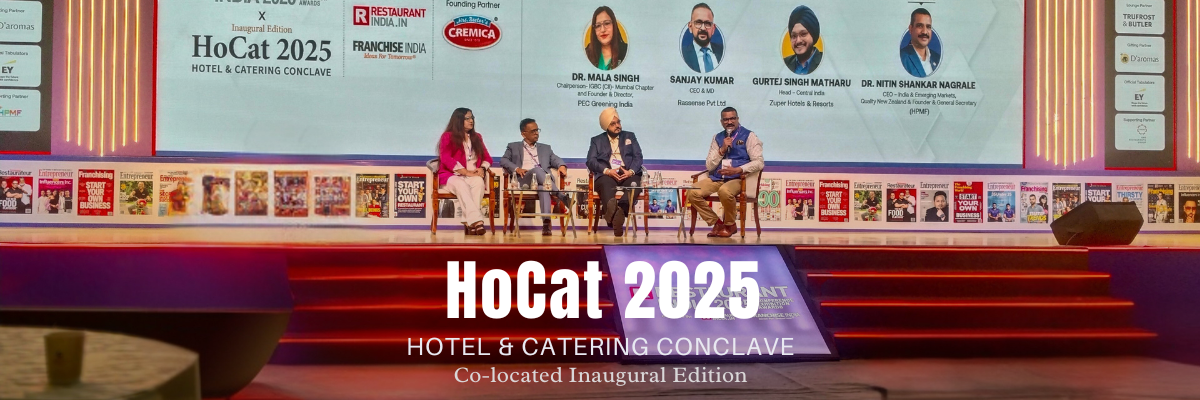 Restaurant India's HoCat Conclave, 2025 with Mr. Gurtej Singh, speaking on sustainability.
